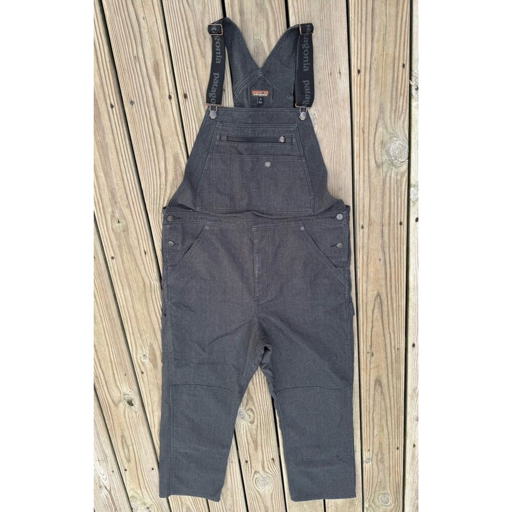 Patagonia Men's Iron Forge Hemp Canvas Dark Denim Bib Overalls Double Knee 36 R